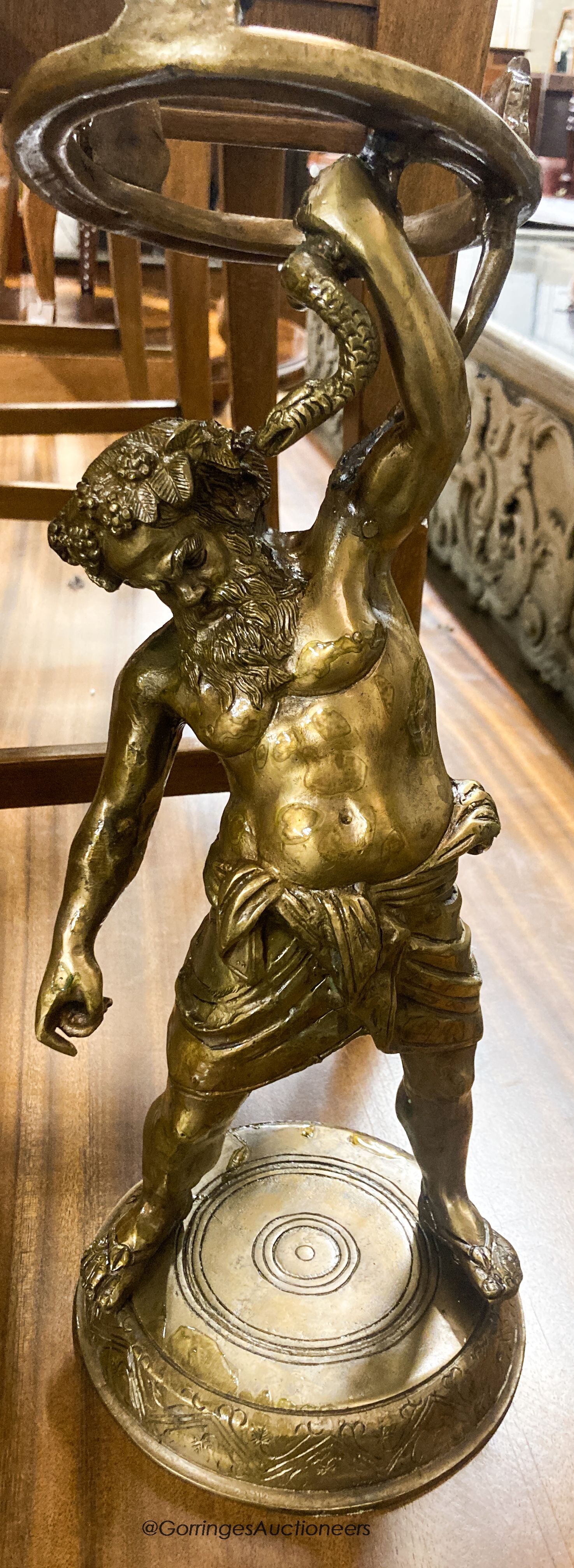 Nine gilt metal figures of Hercules, height 44cm